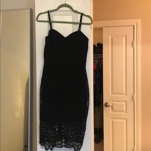 Black lace midi dress